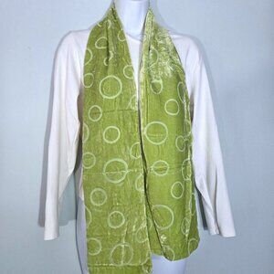 NWOT Talbots Embossed Velvet Polka Dot & Satin Green Scarf